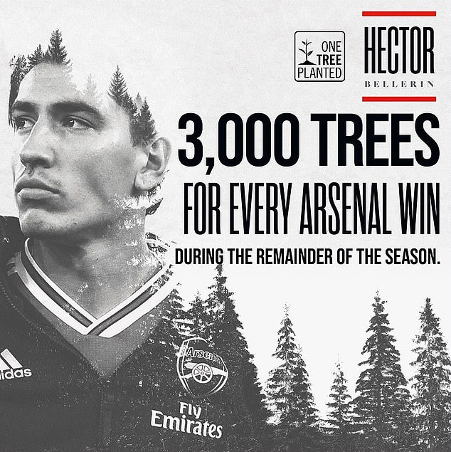 Bellerin announced on Wednesday that he has partnered with global charity One Tree Planted