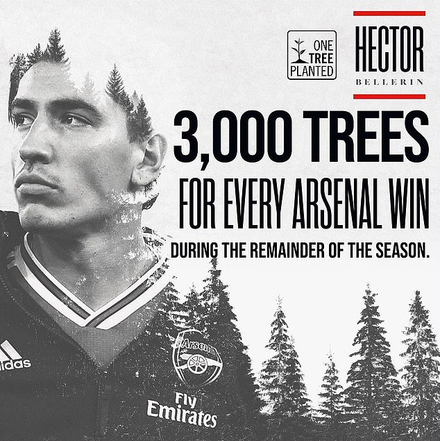 Bellerin announced on Wednesday that he has partnered with global charity One Tree Planted