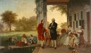 George Washington and Lafayette at Mount Vernon, 1784 by Rossiter and Mignot, 1859