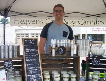 Photo by Lisa Carolin. Heaven's Gate Soy Candles. This week's featured vendor at the Saturday Farmers Market.
