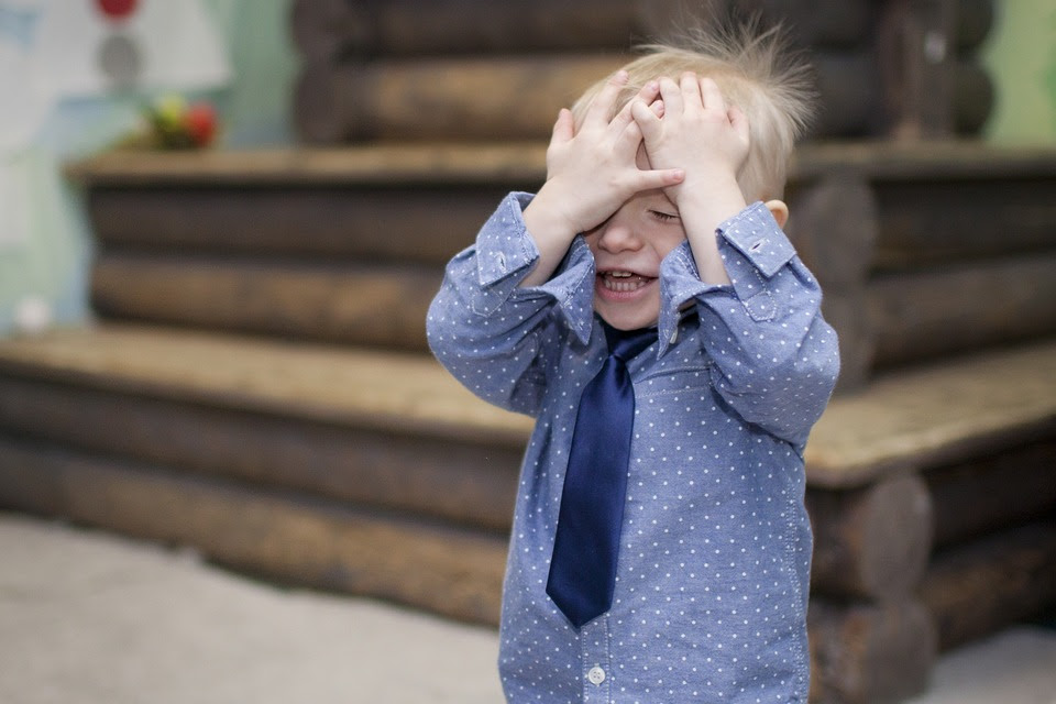 Boy Covering Face, Boy, Tie, Hands, Emotions, Baby