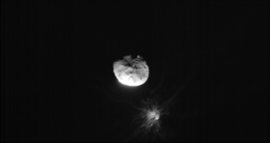 Satellite image captures a plume coming off of the asteroid following NASA?s test. Credit: NASA