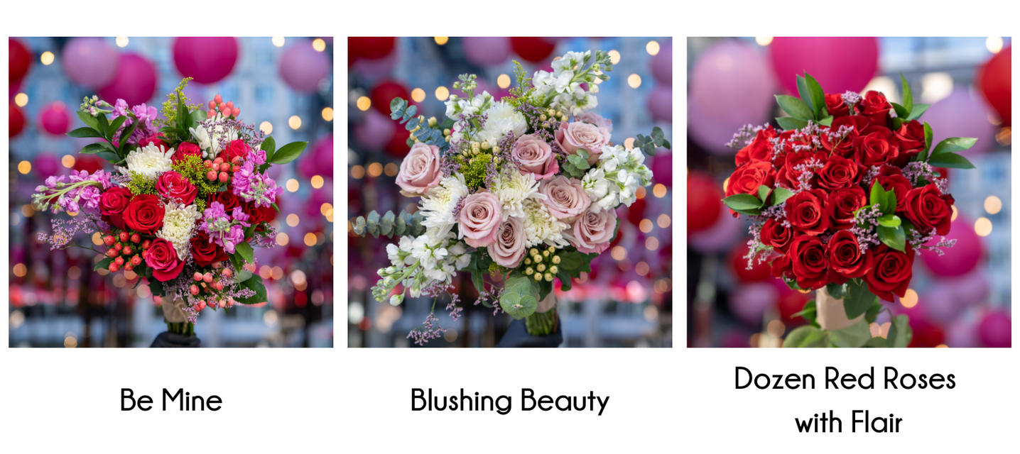 Be Mine Bouquet, Blushing Beauty Bouquet, Dozen Roses Bouquet