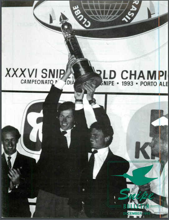 Santiago Lange e Mariano Parada estampam a capa do Snipe Bulletin de 1993. Foto - edição Snipe Bulletin dezembro de 1993.