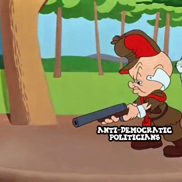 Image from loony tunes where buggs bunny says to abolish the filibuster. 