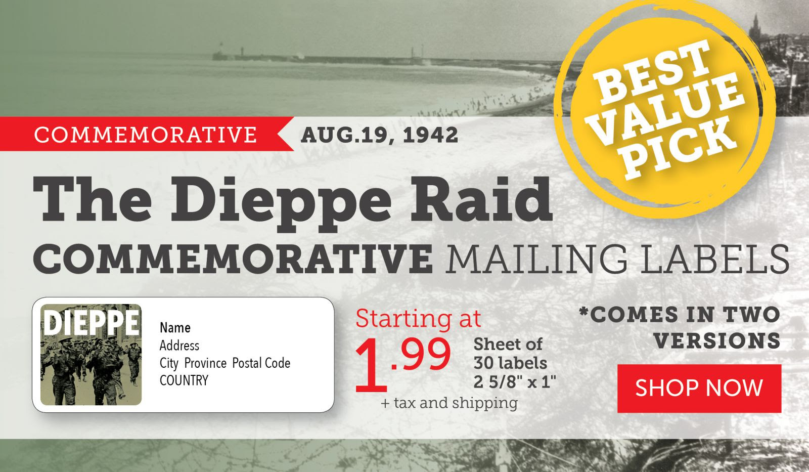 The Dieppe Raid Mailing Labels