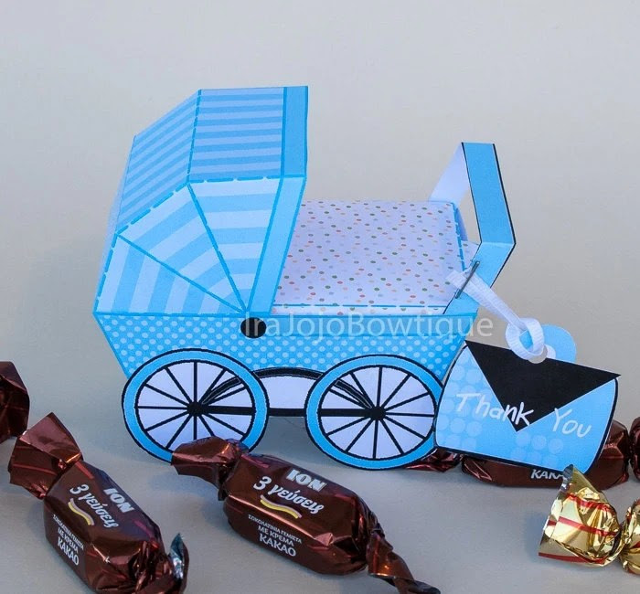 Baby Carriage Favor Box Blue Baby pushchair Favor Box Etsy