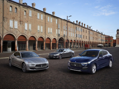 Maserati MY19 Range (left to right) Ghibli, Quattroporte, Levante