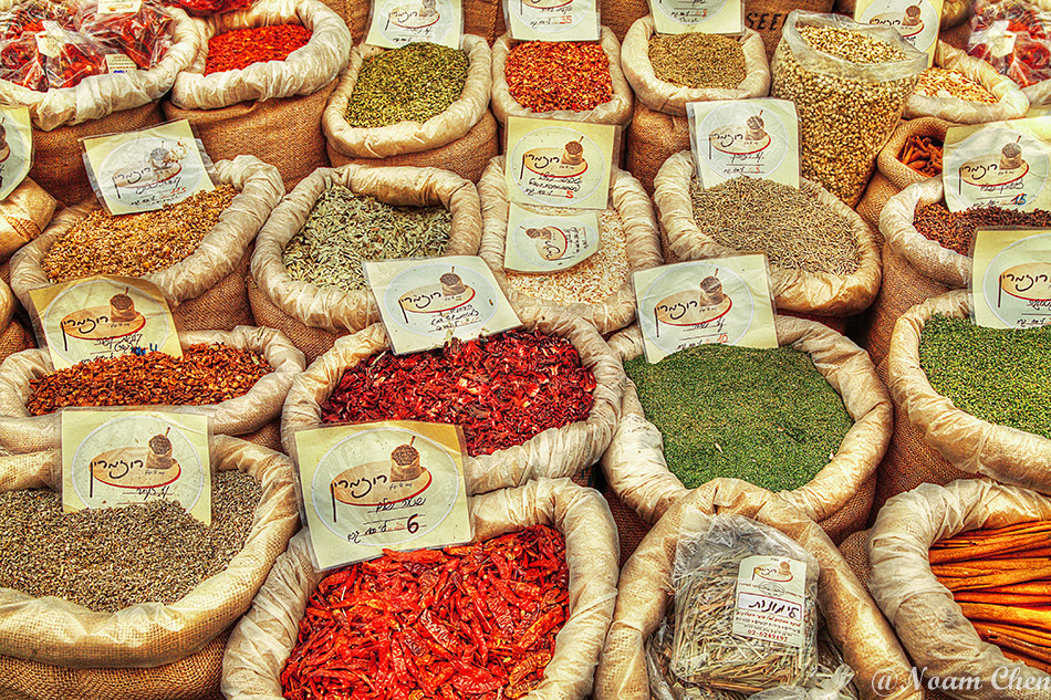 colorful spices at mahane yehuda market in jerusalem