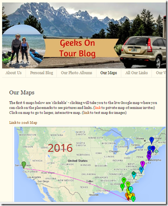 Our blog combines pictures and maps with our travel journal