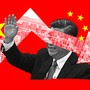 A graphic combining the Chinese flag, Xi Jinping, and images of apartment buildings