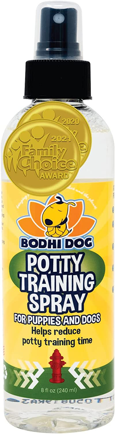 Image of Dog Potty Training Spray | Indoor Outdoor Potty Here Training Aid for Dogs & Puppies | Puppy Potty Training for Potty Pads | Made in USA