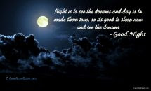 Good Night – Night is to see the dreams and day is to made them true.