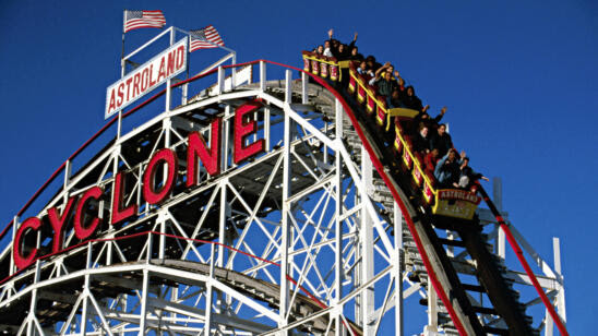 A photo of the Cyclone roller coaster at Coney Island 