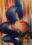 Blue Ribbon and Rose,  Oil on 5"x7" Linen Panel - Posted on Sunday, January 25, 2015 by Carolina Elizabeth