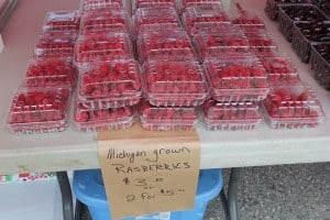 Yum. Raspberries and blueberries.