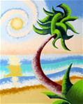 Mark Webster - Abstract Geometric Palm Tree Ocean Landscape Oil Painting - Posted on Sunday, December 14, 2014 by Mark Webster