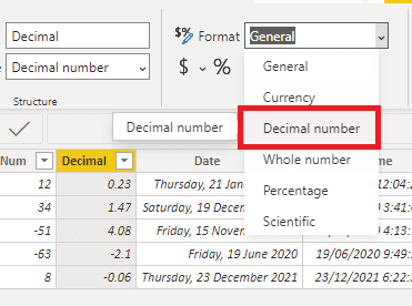default decimal numbers