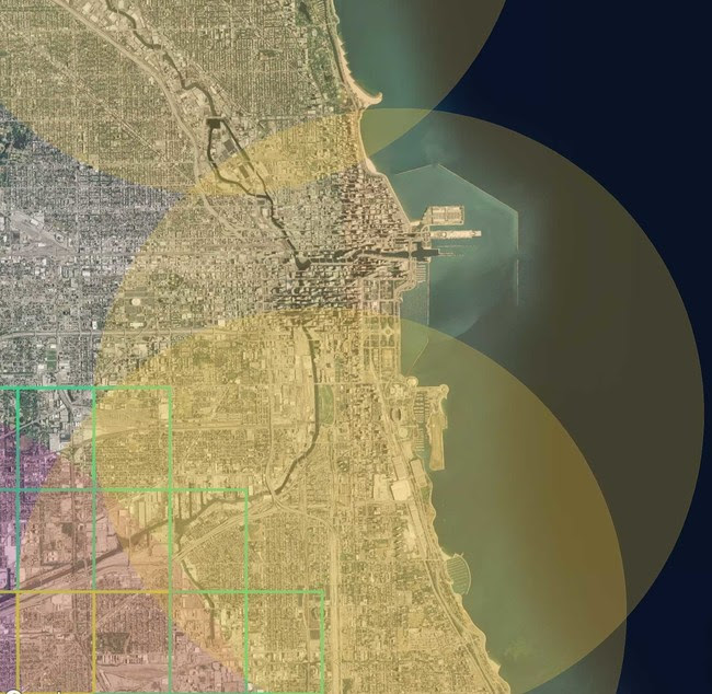 Helios Visions Advanced Aerial Drone Services Company - Guide to Flying Drones in Chicago and Illinois. Chicago Drone restriction map example image.