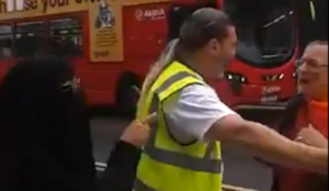 UK video: Niqab-wearing Muslima verbally abuses gay man during Pride march