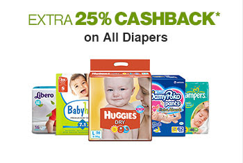 Extra 25% Cashback* on All Diapers