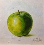 Green Apple. Oil on canvas panel 6x6 inches - Posted on Saturday, April 11, 2015 by Nina R. Aide