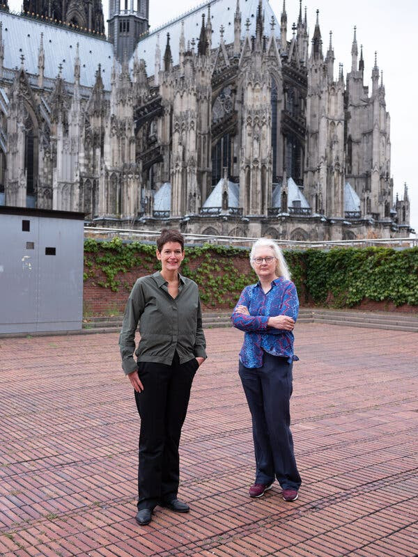 Rita Kersting, left, the Museum Ludwig’s deputy director, who co-curated the exhibition, and Petra Mandt, the conservator who led the museum’s scientific team.