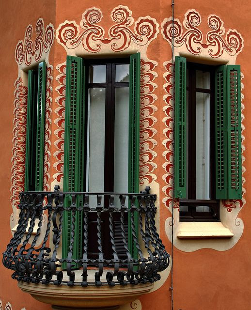 Amazing                                                            Windows and                                                            balcony at                                                            Parc Guell,                                                            designed by                                                            Antoni Gaudi,                                                            Barcelona,                                                              Spain. photo:                                                            toyaguerrero