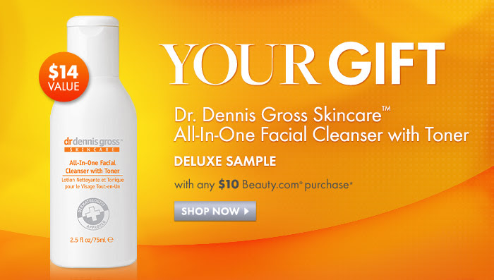 
Your Gift

Dr. Dennis Gross Skincare(TM) All-In-One Facial Cleanser with Toner deluxe sample ($14 value) with any $10 Beauty.com(R) purchase*

Shop now