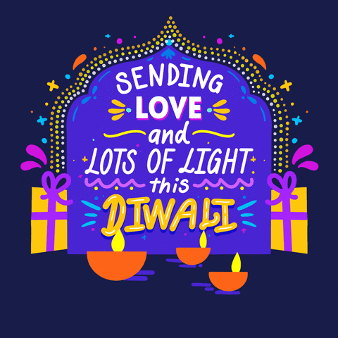 Image states "sending love and lots of light this Diwali"
