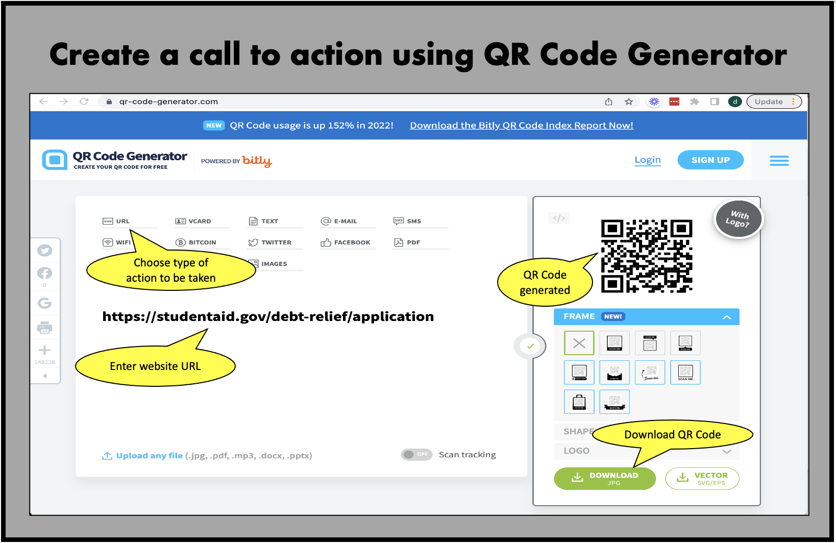 Create your call to action with the QR Code Generator