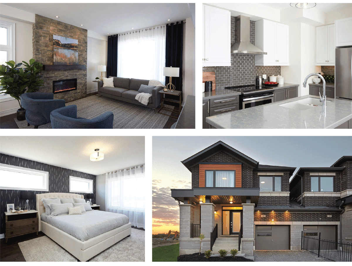 Model Home Interior Kitchen - Fireplace - bedroom - exterior - lakewind-ajax-ontario-brookfield-residential 