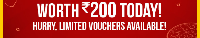 Enjoy FLAT 50% discount on Pizza hut gift vouchers worth Rs 200 today! Hurry, limited vouchers available!