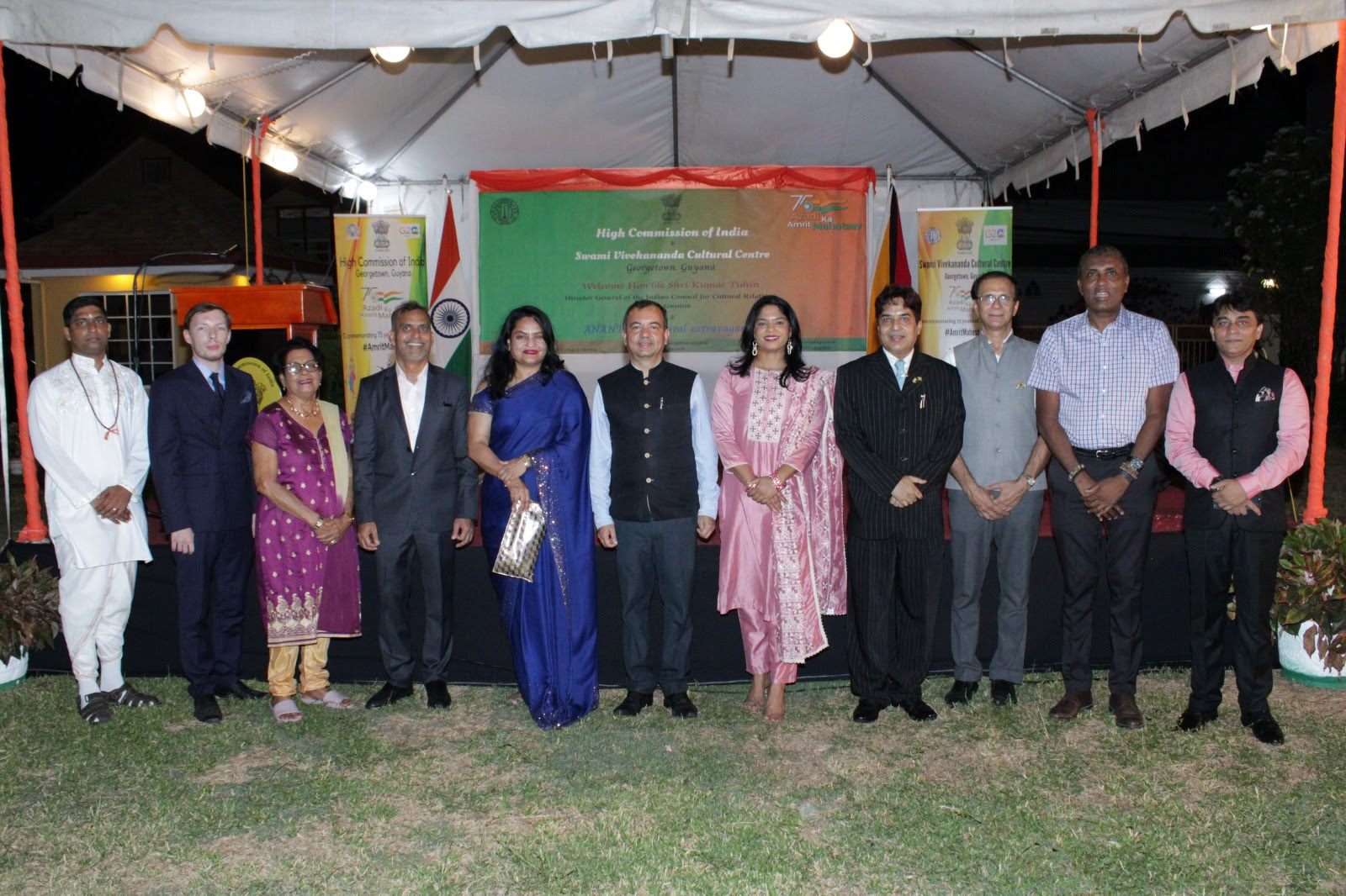 Shri Kumar Tuhin, Director General of Indian Council for Cultural Relations (ICCR) ( sixth from left) paid an official visit to Guyana from October 14-16, 2023.