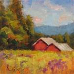Red Barns in Lavender Field - Posted on Wednesday, January 28, 2015 by Naomi Gray