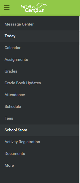 Screenshot of where to fins School Store in Campus