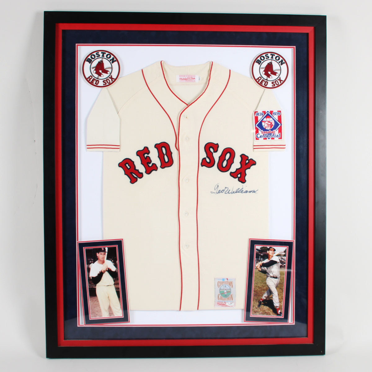 Ted Williams Signed Jersey Red Sox Display - COA JSA