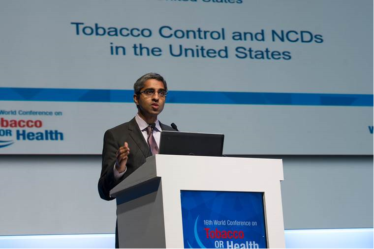 Dr. Vivek H. Murthy, MD, MBA, U.S. Surgeon General, speaks at the High Level Ministerial Plenary of the 16th World Conference on Tobacco or Health.