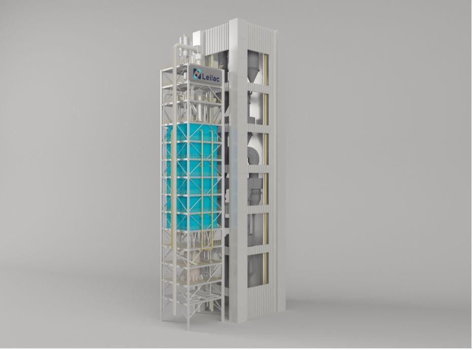 Single Leilac Module depicted next to a typical preheater tower