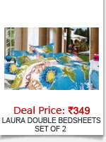 Set of 2 Double Bed Sheets with 4 Pillow Covers Laura