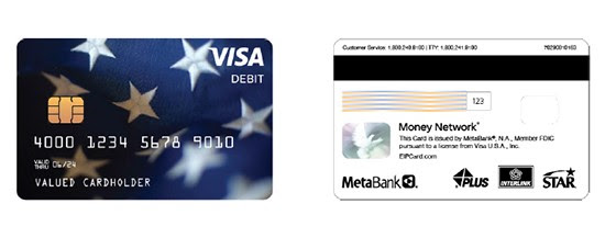 Front and back of a sample debit card Front and back of a sample debit card
