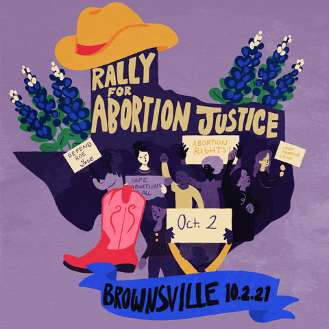 Images of protestors and the October 2nd date of the Rally for Abortion Justice