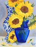 Sunflowers in Blue Vase - Posted on Saturday, April 4, 2015 by Kim Peterson