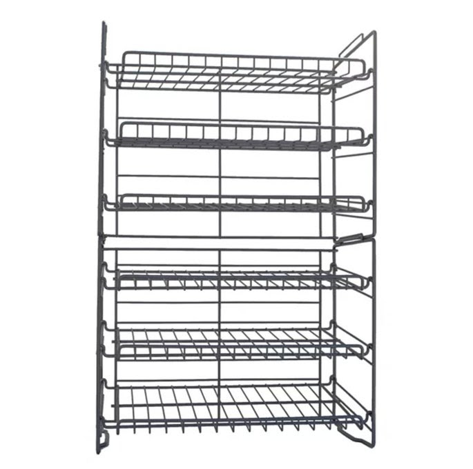 Six-tier, double-can racks