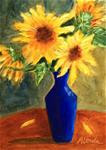 Sunflowers in Blue Vase - Posted on Monday, November 17, 2014 by Sandy Abouda