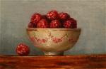 Still Life Raspberries in Bowl,  Oil on 4"x6" Linen Panel - Posted on Monday, January 5, 2015 by Carolina Elizabeth