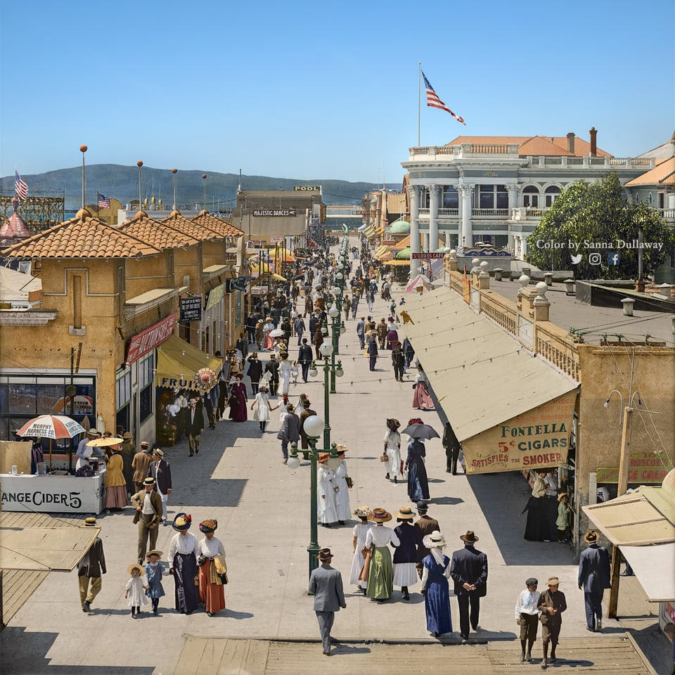 r/LosAngeles - Long Beach, Los Angeles in the year 1910 (colorized)