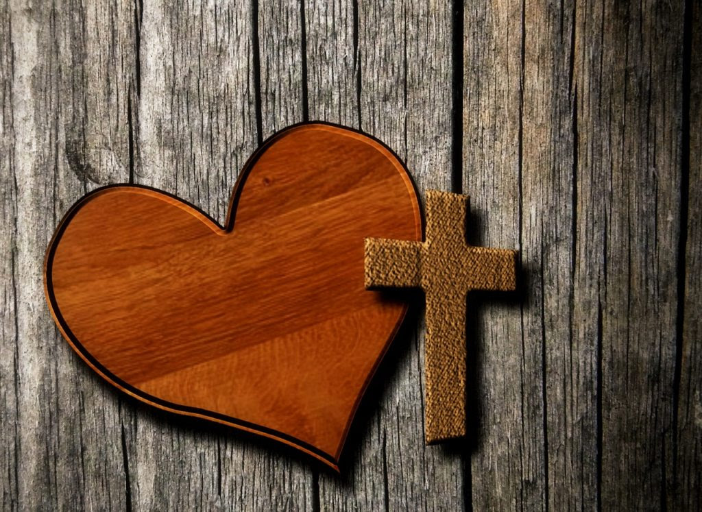 For All the Marthas Out There_wooden heart and cross on slats of wood