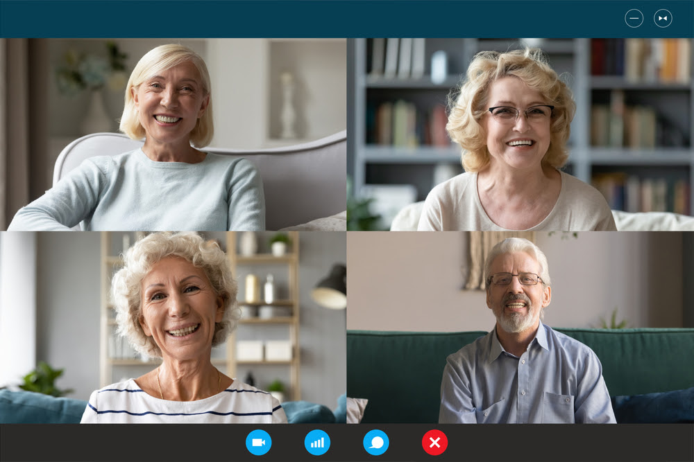 older adults video chatting