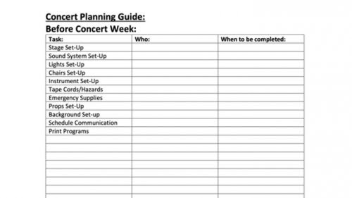 Concert Planning Guide Before Concert Week Checklist